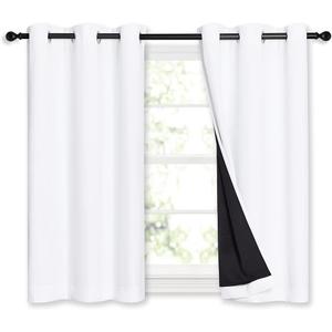 NICETOWN White 100% Blackout Curtains 45 inches Long, 2 Thick Layers Completely Blackout Window Treatment Thermal Insulated Lined Drapes for Small Window (1 Pair, 42 inches Width Each Panel)