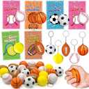 30 Pack Sports Valentines Cards Gifts for Kids School Classroom Squeeze Foam Balls Keychain Stress Relief Valentine Exchange Gift Prizes Class Game Valentine Party Favors for Kids Girls Boys