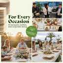 Chic Leaf 7 Inch Palm Leaf Plates, 50 Pack - Heavy Duty Compostable Disposable Appetizer Plates - Bamboo Style Round Dessert Tableware for Weddings, Parties & Picnics - Microwave Safe