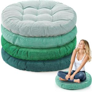 Jerify Floor Pillow Cushions Large Round Square Large Meditation Floor Pillow for Classroom Adult Meditation Picnic Party Seating Learning Daycare School(Round,Gradual Green,4 Pcs)