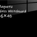 Glass Magnetic Black Board - 48 x36 Inches Frameless Dry Erase Blackboard for Wall, Wall Mounted Glass Board, Writing Board for Office, Meetings and Schools