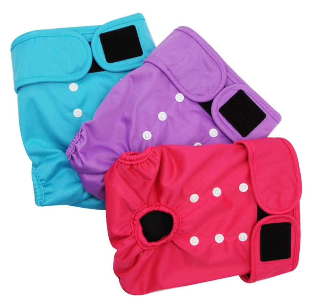 Set of 3 Female Dog Period Pants with Leak Proof Design and Comfortable Fit for Active Pet in Heat Dog Diapers, L