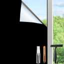 HIDBEA Mirror Blackout Window Film,100% Light Blocking Room Darkening Window Privacy Film,Mirror Glass Window Film Heat Control,Removable Window Cover Tint for Day Sleep(Mirror Black,17.3in x 13.1ft)