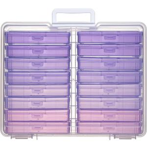 4x6 Photo Storage Box with Handle - Craft Keeper, 16 Inner Cases - Large Gradient Purple Series