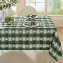 Honellaty St Patrick's Day Table Cloth Rectangle, Green Washable Soft Wrinkle Free Polyester Tablecloths Checkered Spillproof Tablecloth for Indoor & Outdoor Daily Use, 60x84 Inches