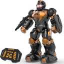 STEMTRON Robot Toys for Kids, Programmable Remote Control Robot with Intelligent Gesture Sensing, Recharge, Singing & Dancing Mode, Launcher (Brown)