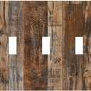 Vintage Rustic Brown Wood Grain Light Switch Cover Country Wooden Wall Plate Decorative 3 Gang Triple Toggle Switch Plates Electrical Faceplate for Farmhouse Bathroom Kitchen 6.7" x 4.8"
