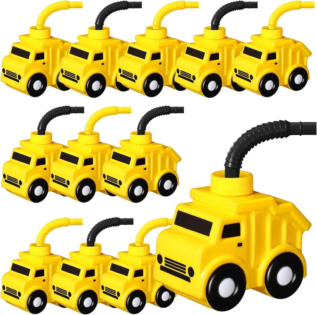 Tanlade Construction Truck Cups Set Truck Party Plastic Cups Bulk Construction Birthday Party Supplies Construction Themed Party Favor for Kids Construction Birthday Party Decorations(12 Set)