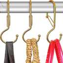 6 Purse Hanger for Closet. Tote Hanger. S-Shaped Hooks S Hooks Twist Design. Anti Drop S-Shaped Hook for Hanging Handbags with Safety Buckle to Prevent Falls. Heavy Duty. (Gold, Twisted)