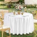 FAVE 6 Pack 120 Inch White Round Satin Tablecloth, Washable & Durable Satin Elegant Table Cover for Wedding Table Cloth Round Cover for Banquet, Party Formal Events(White, 120inch)