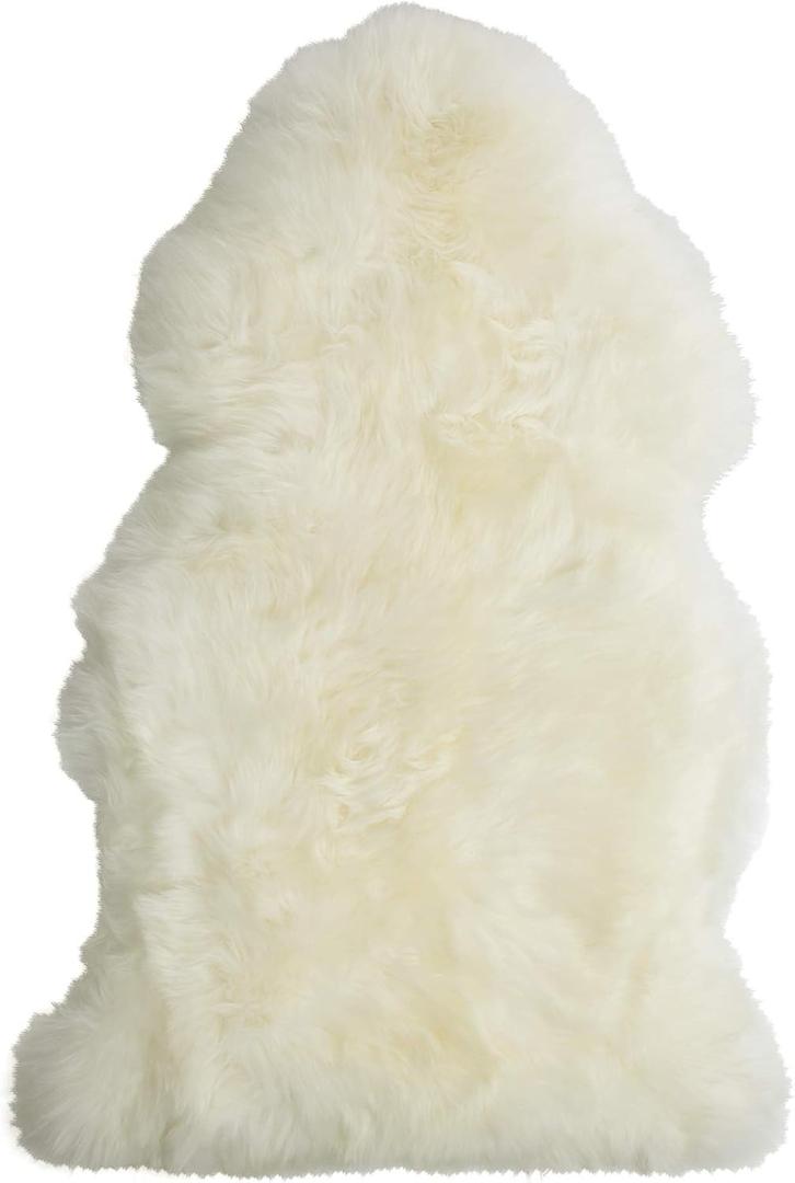 Desert Breeze Distributing Premium Single Pelt, Genuine New Zealand Sheepskin Rug, 41 inch Length, Ivory Color, Thick Soft Luxurious Natural Wool, by Minidoka Sheepskin