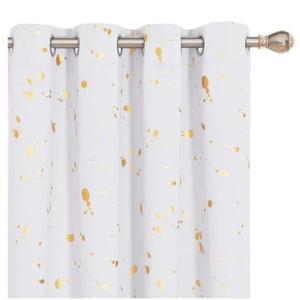 Geometric Dot Pattern Blackout Curtains by Deconovo Pack of 1, 53.5 inch