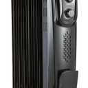 Amazon Basics Oil Heater, Radiator Heater for Indoor Use, With Over-Heat Protection, 7 Oil-Filled Steel Fins, 3 Heat Settings, ETL-certified Safety, 1500W, Black, 11"D x 14.8"W x 25.2"H