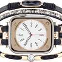 MOFREE Boho Leather Bracelet Compatible with Apple Watch Band 38mm 40mm 41mm Women, Adjustable iPhone Watch Bands Fancy Jewelry Multilayer Strap Wrap for iWatch Bands Series 10 9 8 7 6 5 4 3 2 1 SE