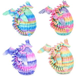 Mydhall 4PCS 3D Printed Dragon Eggs with Baby Dragon Inside Easter Basket Stuffers Christmas Tree Ornaments,Kids Toys & Gifts for Birthday,Home Decor (Candy Set)