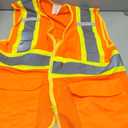High Visibility Reflective Safety Vest with Zipper and Pockets Orange,M