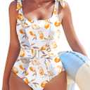 AI'MAGE Women's One Piece Swimsuit 2025 Tummy Control Swimsuits Slimming Bathing Suits Belted Swim Suit Swimwear (X-Large, Yellow Lemon)
