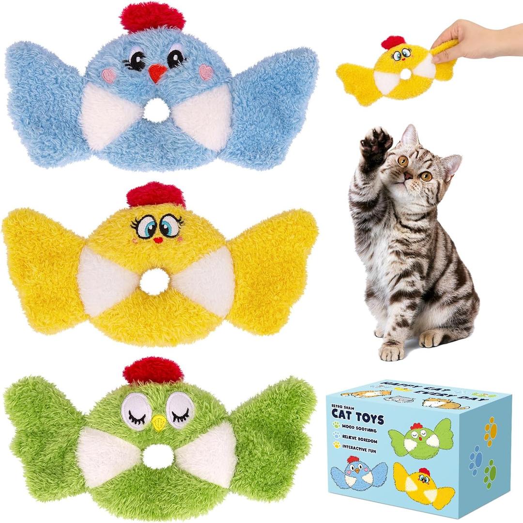 Retro Shaw Cat Toys, Bird Cat Toy with Catnip & Silvervine - Interactive Realistic Kitten Toy with Crinkle Sound for Indoor Cats, Satisfies Natural Hunting Instincts
