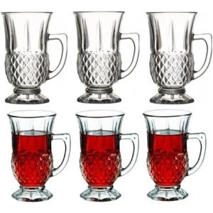 Pasabahce Premium Classic Turkish Tea Cups with Handles, Set of 6, Perfect for Tea Party, Gifts, Housewarming, Weddings, Anniversary, 5.25 Oz