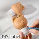 Cute Bear Travel Bottles Set for Toiletries 3 Pack 2.8oz 80ML Leak Proof Silicone Containers for Conditioner Shampoo Lotion (Beige)