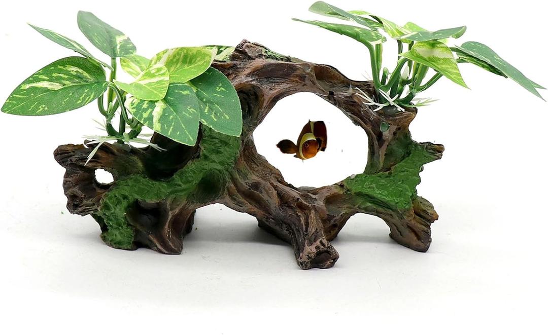 Fish Tank Decorations Artifical Driftwood Cave Aquarium Decor Ornaments Silk Aquarium Plants for Betta Fish Tank Accessories
