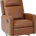 MALOL Swivel Rocking Recliner Chair, Wide PU Leather Glider Recliner with High Backrest and Footrest for Living Room, Office, Bedroom, 3.25 ft x 2.5 ft x 3.25 ft