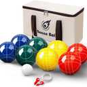 Bocce Ball Set 100mm/, Regulation Size & Weight, 8 Resin Bochi Balls with Pallino, Carrying Bag, Measuring Rope, Outdoor Sports Backyard Lawn Court Game Gift for Family & Beach (2-8 Players)