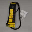 CCCEI Heavy Duty Surge Protector Power Strip 20 Amp Individual Switches. 4FT 12 Gauge Extension Cord with Multiple Outlets. Kitchen, Garage, Shop, Industrial Wall Mount Electric Extender, Yellow.