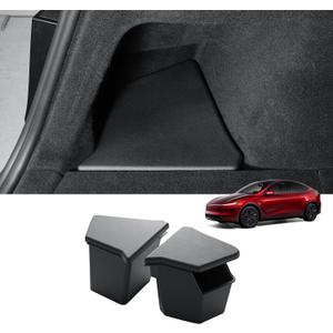LUCKEASY Rear Trunk Storage Bins Fit for Tesla Model Y Juniper 2025 2026 Standard & Premium & Performance Trunk Side Storage Box with Lids Rear Cargo Garbage Bins Juniper 2026 Accessories Black TPE