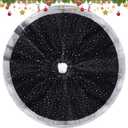 Christmas Wedding Tree Skirt,45 inch 4-Layer Fluffy Romantic Pleated Sparkly Halloween Skirt Decoration Xmas Tree Ornament for Holiday and Party(Black)