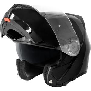 VCAN VX28 Full Face Modular Flip-Up Motorcycle Helmet DOT Approved, Coolmax Cheek Pad & OTG Ready, Black, Large