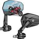 Aluminum Alloy Rainproof Foldable Motorcycle Bar End Mirrors, CNC Machined Anti-Glare Blue Lenses Motorcycle Rear View Mirrors, Multi-Angle Adjustable Fit for 12-18mm Handlebar Inner Diameter