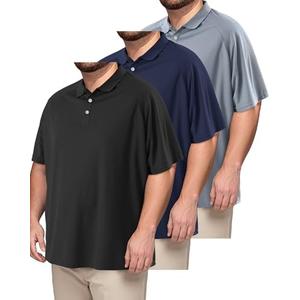 Taiyin 3 Pack Men's Slim Fit Big and Tall Golf Shirt Quick-Dry Performance Short Sleeve Lightweight Athletic Shirt 5XL