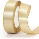 Pure Color Ribbon for Gift Wrapping,Arts Crafts Sewing 25 Yard Each Roll Satin Ribbon for Flower Bouquet Ribbons for Christmas Tree DIY Decoration (Golden, 5 Mixed Width)