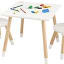 VEVOR Kids Table and Chairs, Toddler Table and Chair Set, Children Wooden Multi-Activity Table for Play, Art, Craft, Reading, Learning, Eating, 1 Table and 2 Chairs