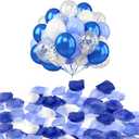 1200PCS Artificial Flower Petals & 20PCS Balloons Set for him boyfriend husband, Valentine's Day, Birthday, Party, Graduations, Balloons Kit (Royal Blue,Sky Blue, White)