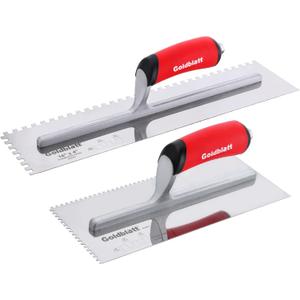 Goldblatt 2-Piece Notch Trowel Set, 1/8"X1/8" Square & 1/4"X1/4" Square, Made of Premium Stainless Steel with Soft Grip Handle, Perfect for Masonry Tile Work