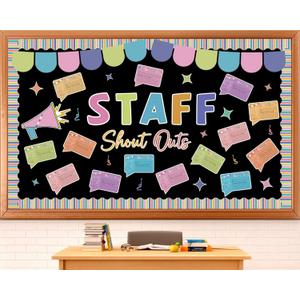 2 x Staff Shout Out Bulletin Board Decorations Staff Shout Outs Bulletin Board Set Appreciation and Recognition DIY Craft Cutouts for School Classroom Office Employee Appreciation Wall Door Decor Supplies, 59.055 inches x 35.43 inches