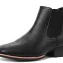 Rvminyta Cowboy Boots for Men Square Toe Chelsea Boots Mens Western Ankle Boot Slip On Casual Dress Boot Size 10.5