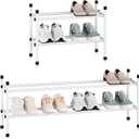 STORAGE MANIAC Expandable Shoe Rack, Stackable Small Shoe Rack, Metal Adjustable Shoes Organizer for Closet, Entryway, Hallway, Garage, Front Door, Shoes Shelves, White 2 Tier