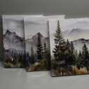 MHARTK66 Wall Art for Living Room Modern Wall Decor for Bedroom Office Decor Abstract Mountain Forest Landscapes Ink Painting 3 Piece Framed Canvas Art Prints Ready to Hang Wall Pictures Home Decor