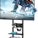 Heavy-Duty Rolling TV Stand for 37–75″ TVs, Supports up to 198 lbs (154 lbs TV + 22 lbs Per Shelf), Height Adjustable Tilt Swivel Rolling TV Cart with Pegboard Storage, Max VESA 600×400, Black