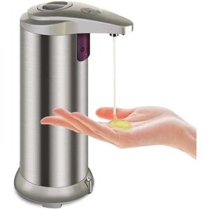 Soap Dispenser, Touchless Automatic Soap Dispenser, Infrared Motion Sensor Stainless Steel Hands Free Soap Dispenser with Waterproof Base for Bathroom and Kitchen