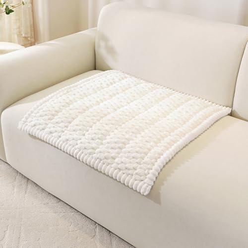 OstepDecor Chair Cover for Dogs, Couch Arm Cover, Sofa Headrest Covers Pet Friendly, Thick Soft Sofa Slipcovers Cushion Protector for Recliner Loveseat Leather L Shaped Sofa (27.6" x 27.6", White)