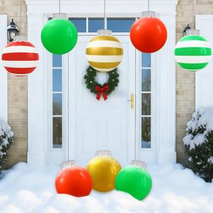 8 Pack Large Outdoor Christmas Decorations, Weatherproof Inflatable Christmas Balls for Yard, Patio, or Front Door, Perfect Inflatable Ornaments Outdoor for Holiday Dcor (9 Inch Balls)