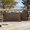 Kevin Textile Outdoor Waterproof Lumbar Pillow Covers 12x24 Inch Pack of 2 Checkered Decorative Rectangle Cushion Throw Pillowcases Shell for Patio Tent Garden Couch Bed Sofa Brown
