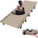 Camping Cot, Ultralight Folding Backpacking Cot, Outdoor Bed Tent Cot, Portable Camping Bed for Adults Lightweight cot Hiking Travel Home (Beige)
