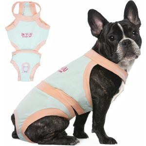 PUMYPOREITY Escape Proof Dog Diapers - Reusable & Washable, Suitable for French Bulldogs & Both Male & Female Dogs - Blue (Large)
