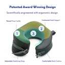 C CUSHION LAB Extra Support Travel Pillow, Award-Winning Patented Ergonomic Design for Chin & Neck Support Memory Foam Neck Pillow, Compact Airplane Pillow for Traveling, Flight, Car (Black, Large)