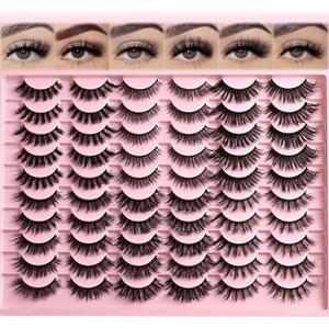 FARRED Lashes Natural False Eyelashes 6 Styles Wispy Strip Lash Pack 30 Pairs Cat Eye Fake Mink Eyelash Strips Short Fluffy Wispies Easy Lashes for Beginners Eye Lash Natural Looking for Daily Makeup